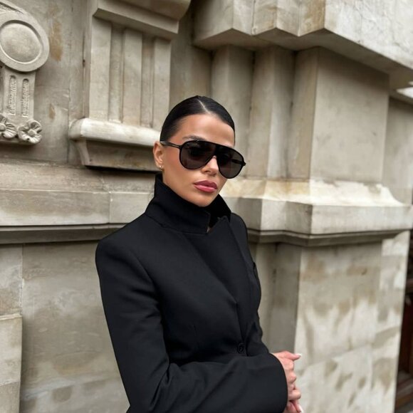 Tom Ford FT1211 01N Vladimir Aviator Sunglasses - Shiny Black/Green - Picture 3 of 10